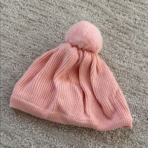 Janie and jack Kids Pink Pom Pom Beanie Hat - Soft Knit Parisian style